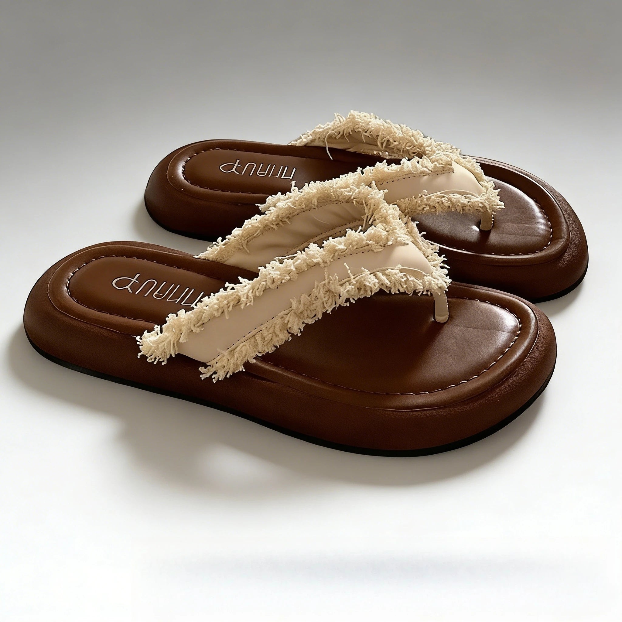 Daily Wear Fashion Slippers Women's Fringe Trim Flip Flops - Casual Flat Thong Sandals for Summer, Beach & Dress Outfits