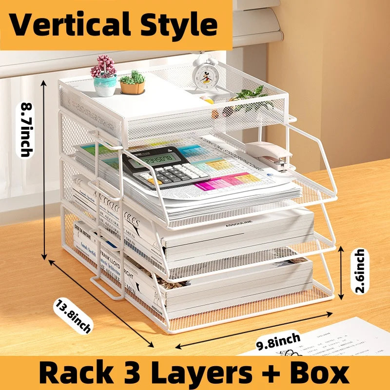 A4 Desk Paper Organizer – Metal Mesh Tray