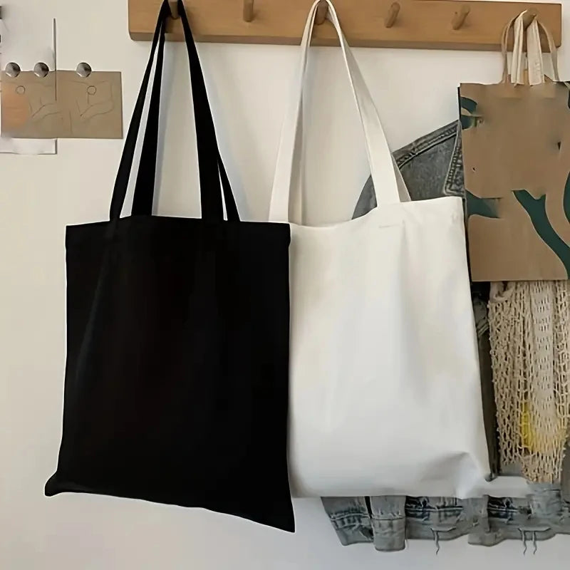 Large Capacity Women's Canvas Shoulder Bag Simple Casual Solid Color Handheld Tote for Shopping And Travel