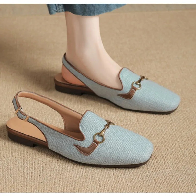 New Women Platform Sandals Anti-slip Closed Toe Metal Shoes Women Flat Outdoor Round Toe Wedge Sandals Women Sandalias De Mujer