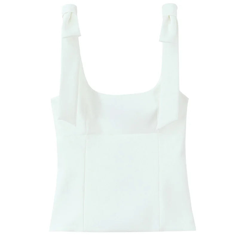 HXAO Butterfly Crop Top Woman Summer Yellow White Slip Top Cute Bow Off Shoulder Tank Top Tanks & Camis Sleeveless Backless Tops