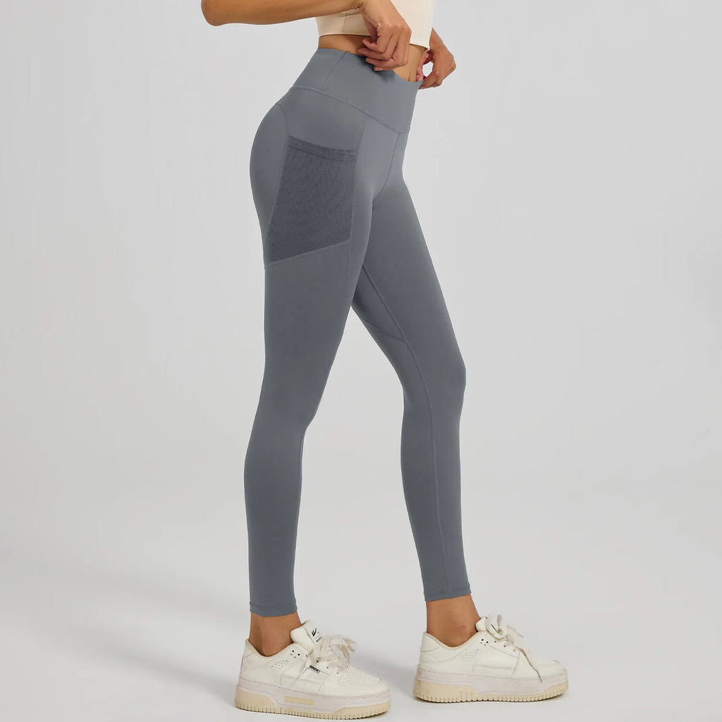 2026Spring Summer New Women's Yoga Pants Tight Peach Hip Leggings Pocket High Waist Belly Tight Trousers Sports Riding Pants Fit