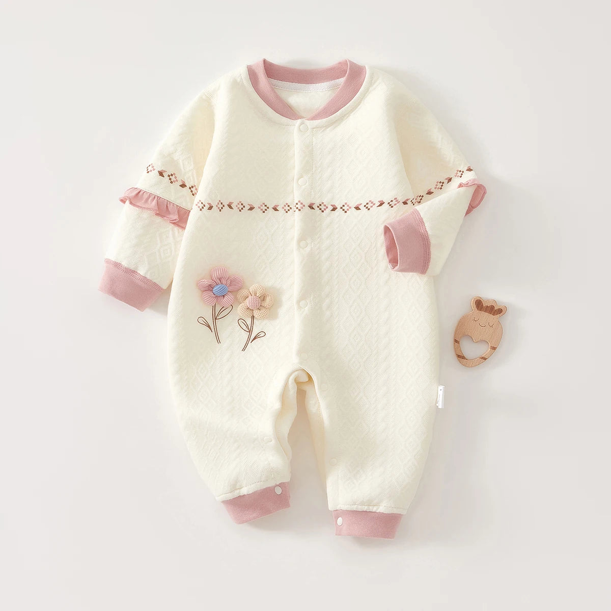 Silk-Lined Autumn Baby Romper – Full-Month Outfit