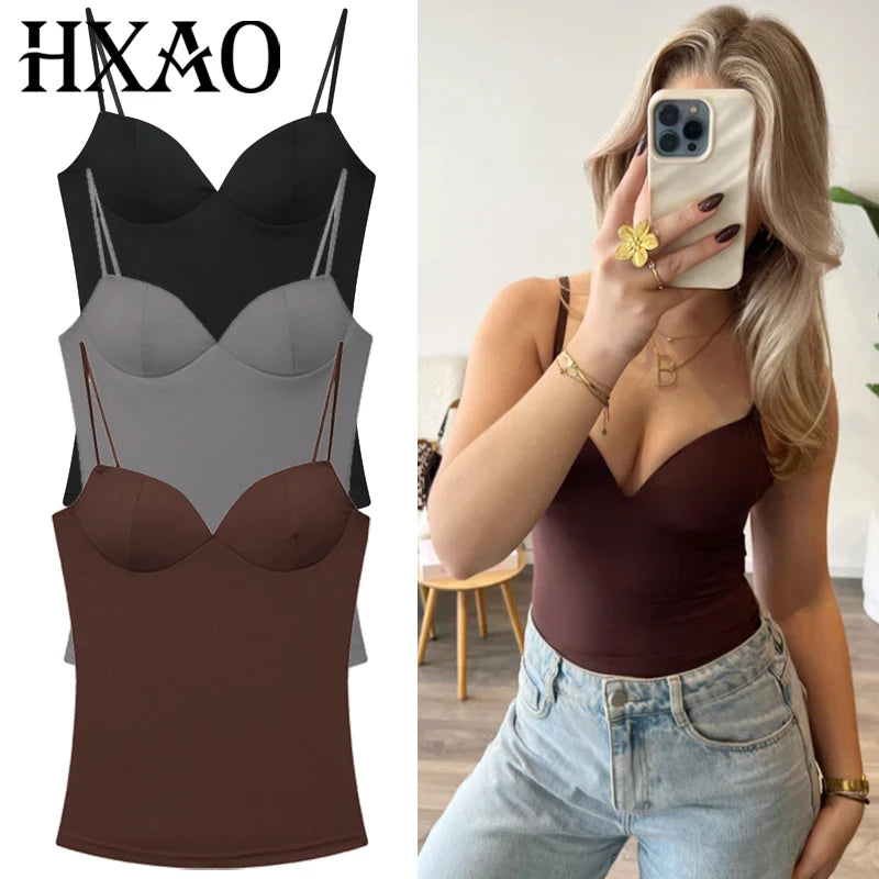 HXAO Sexy Women Corset Slip Top Summer Burgundy Tanks & Camis Elegant Sleeveless Backless Cup Top Spandex Nylon Bustier Camisole