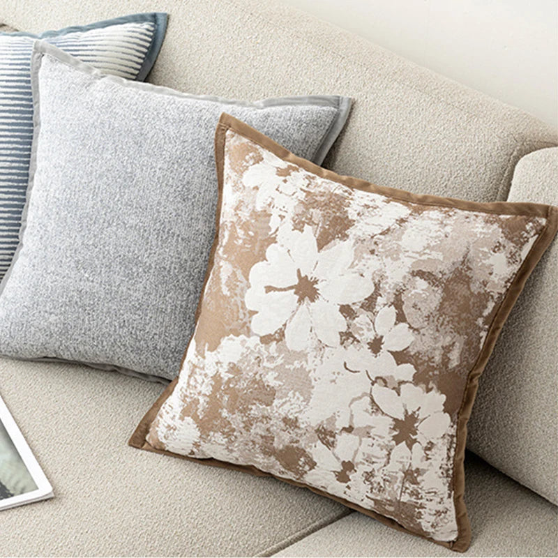 Luxury Chenille Jacquard Throw Cushion Case Soft Cozy Bound Edge Design Pillowcase for Home Living Room Bed Sofa Decor