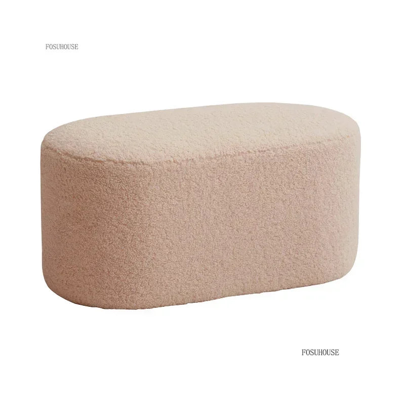 Modern Living Room Furniture Minimalist Shoe Changing Stool Nordic Lambswool Footrest Leisure Ottomans Designer Hallway Ottoman