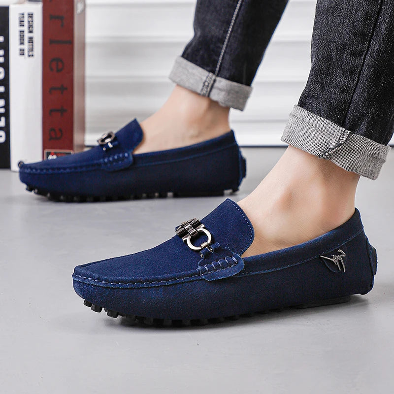 Handmade Suede Leather Men’s Slip-On Loafers