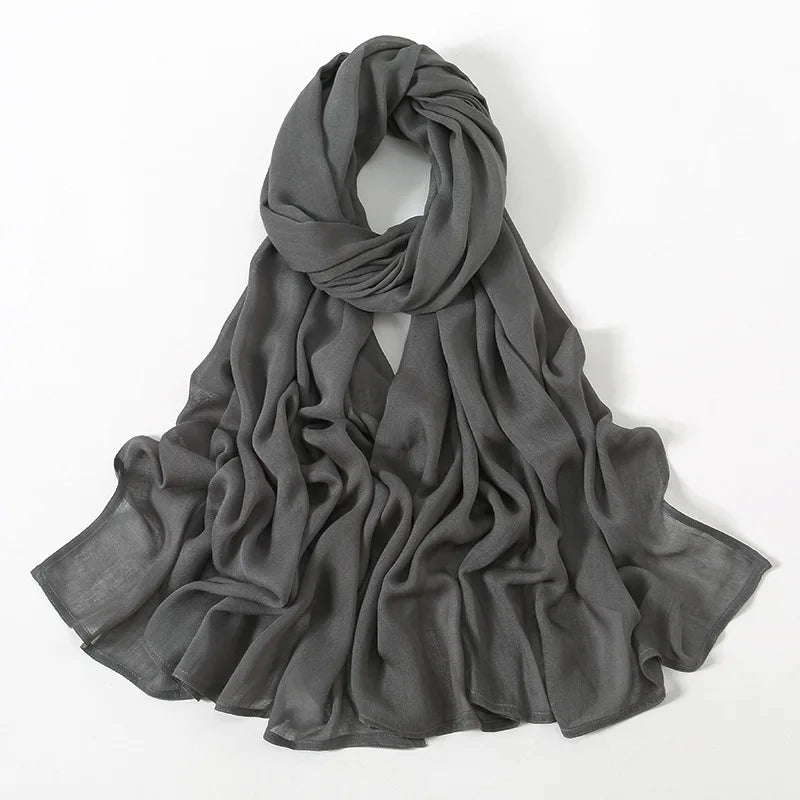 Cotton Rayon Modal Hijabs Scarf Solid Headscarf Wraps Big Size Plain Shawls Muslim Women Hijab Islamic Turban Headband 190*85cm