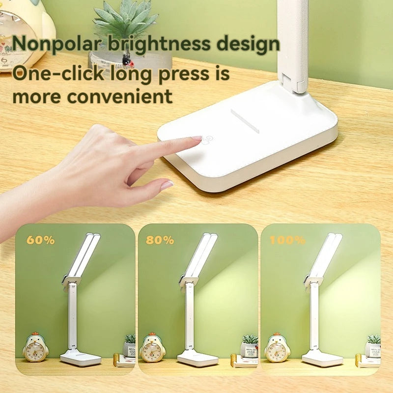 Dual-Head LED Desk Lamp – Foldable & Dimmable