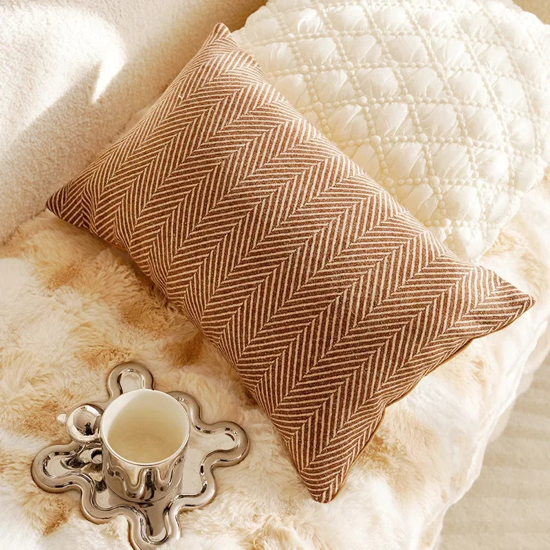 30X50/45X45CM Brown Throw Pillow Cover French Light Luxury Forest Stamping Waist Cushion Cover Decor Home Decorative Pillowcase