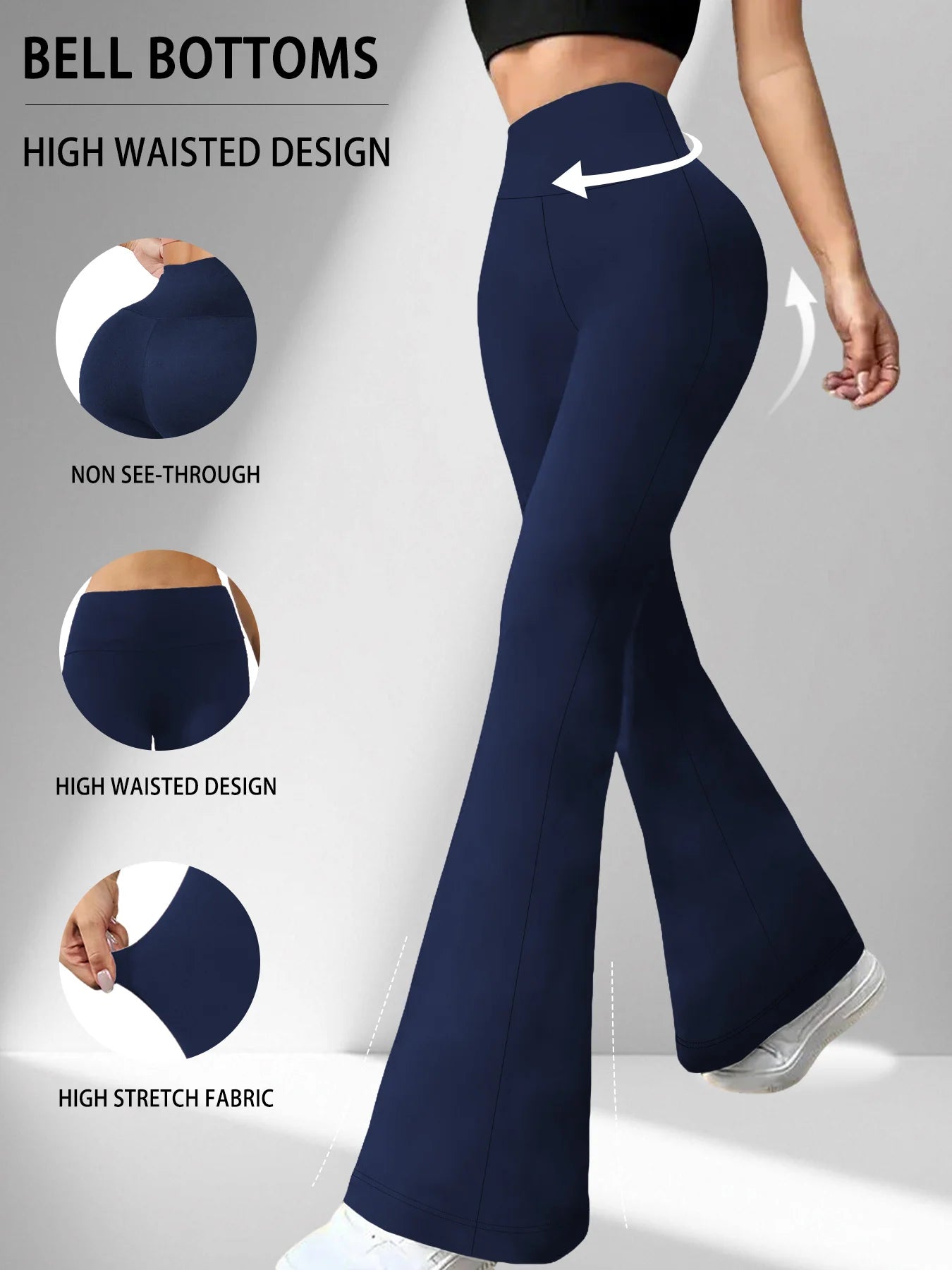 Women's Super Soft Flare Pants High Waisted Tummy Control Workout Yoga Push Up Gym Fitness Long Leggings Bell Bottoms