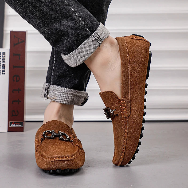 Handmade Suede Leather Men’s Slip-On Loafers
