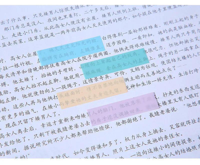 200pcs Morandi PET Index Stickers – Translucent & Colorful