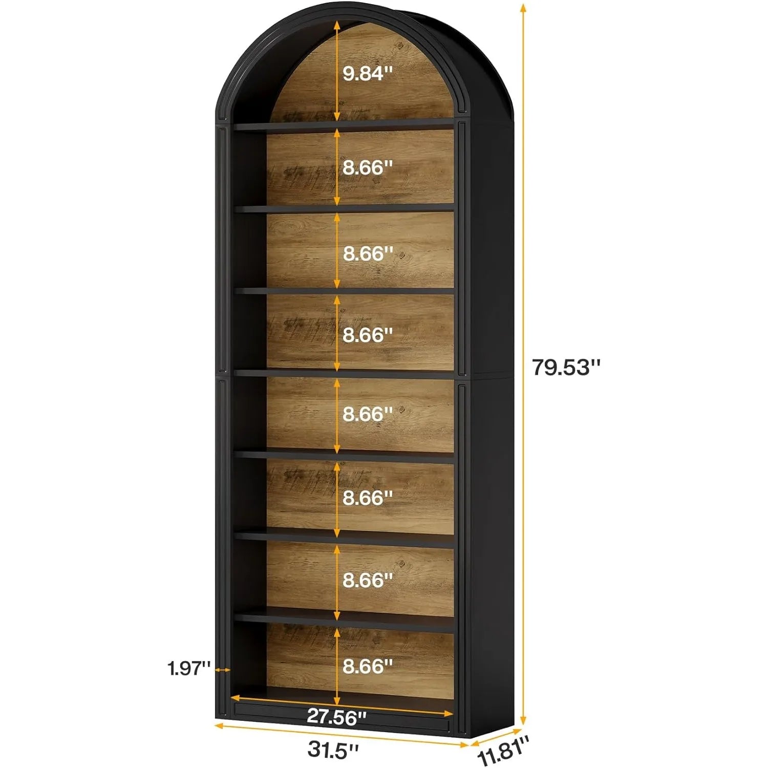 Modern Arched 8-Tier Bookcase – Floor Standing