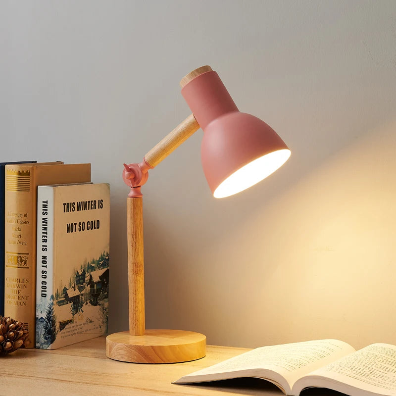 Creative Nordic Wooden LED Table Lamp – Bedside & Desk