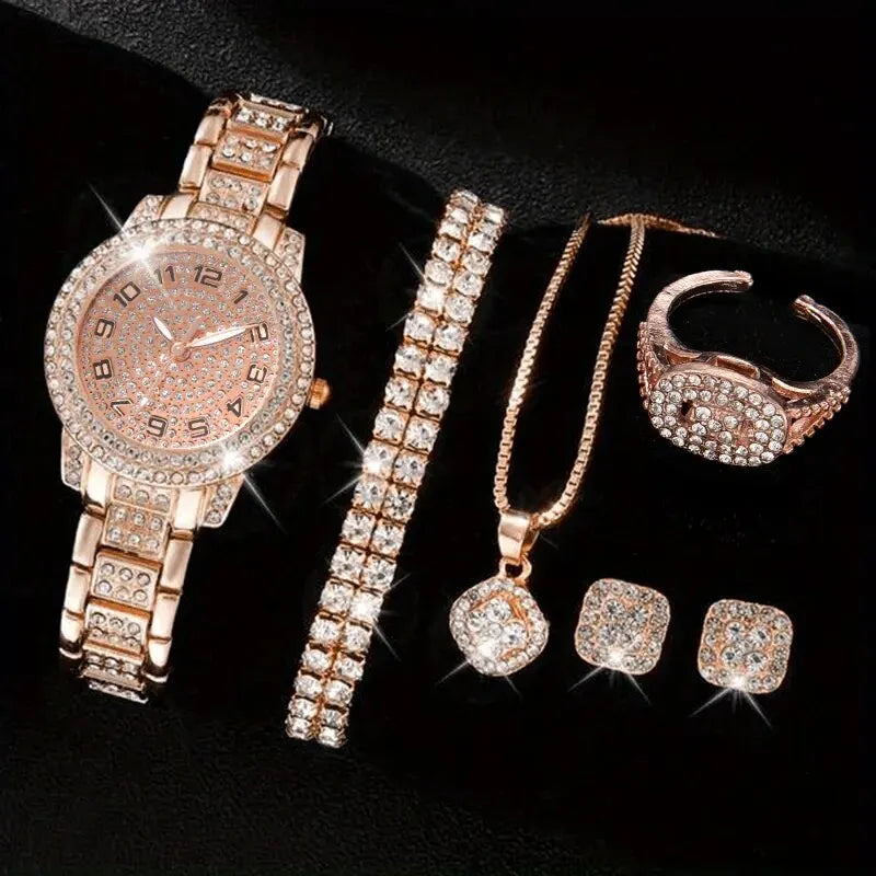 6PCS Luxury Crystal Women Watch Set
