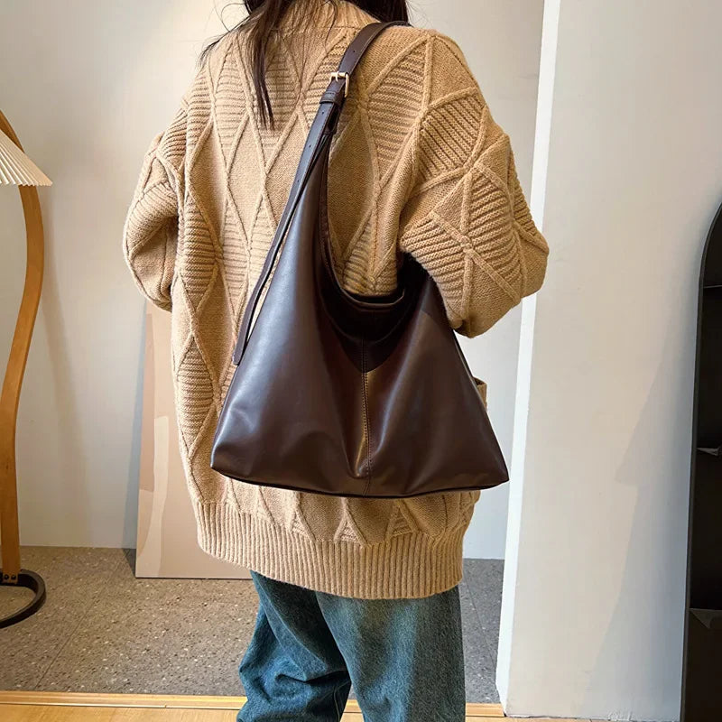 New Retro Women’s Tote Bag – Simple Large Shoulder Handbag