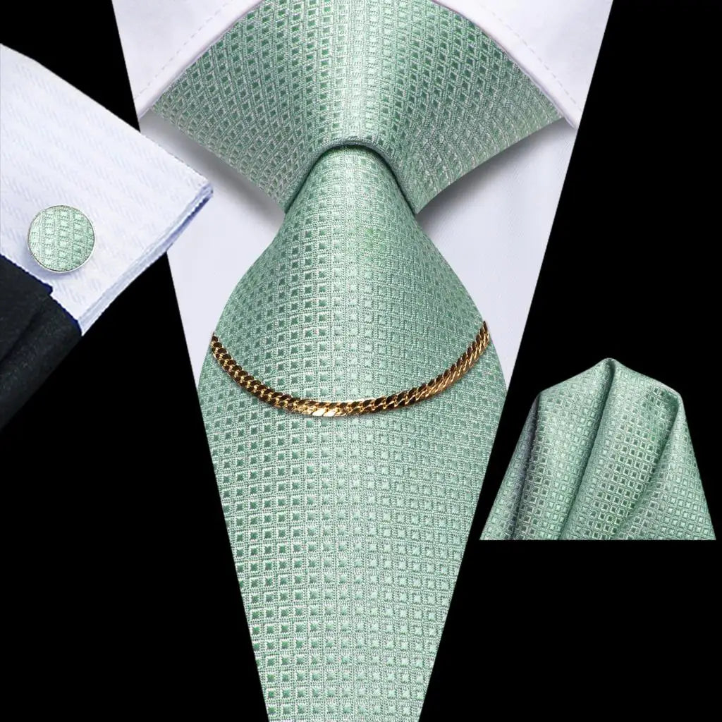 Men’s Black Plaid Silk Tie Set