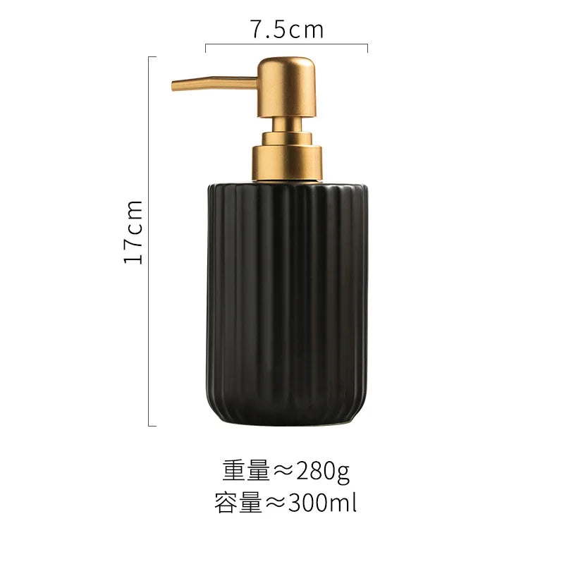 Matte Striped Ceramic Soap & Lotion Dispenser