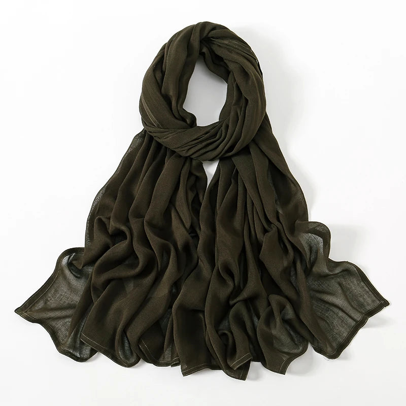 Cotton Rayon Modal Hijabs Scarf Solid Headscarf Wraps Big Size Plain Shawls Muslim Women Hijab Islamic Turban Headband 190*85cm
