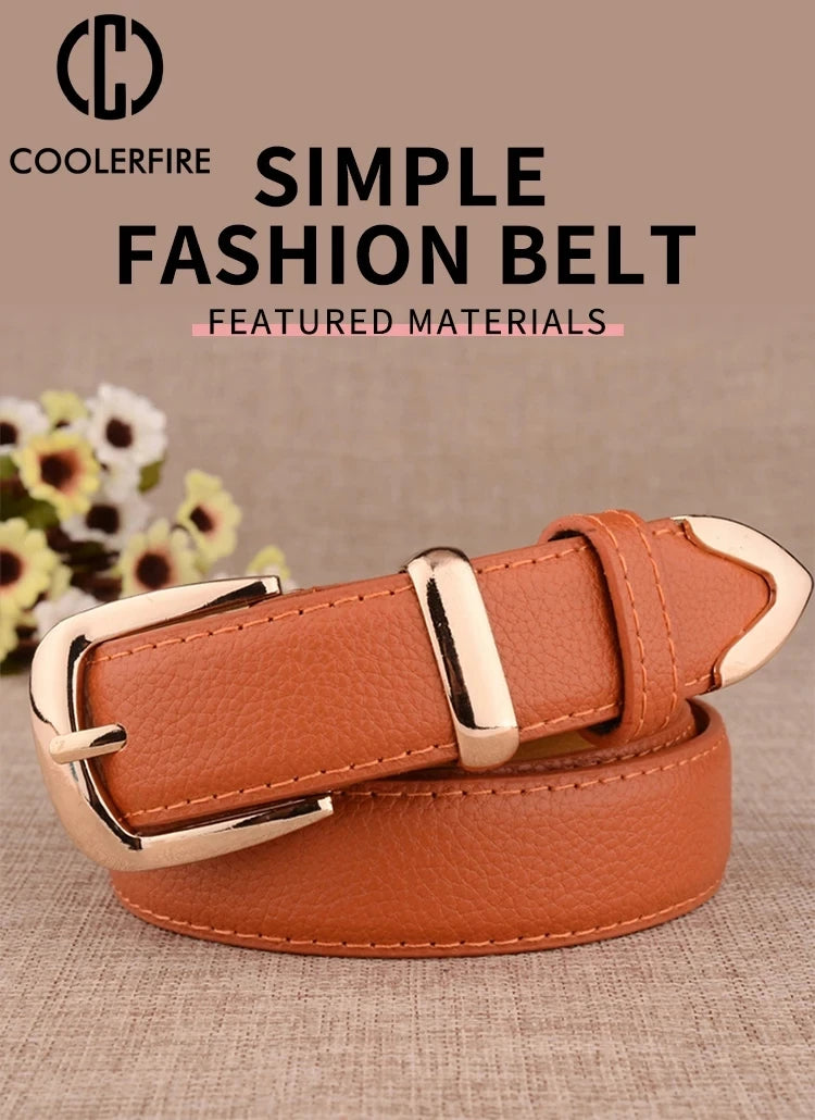 Women White Leather Trouser Belt