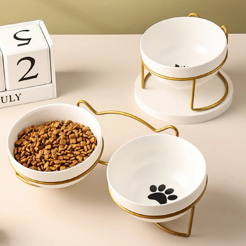 Ceramic Double Pet Bowl – Cervical Protection