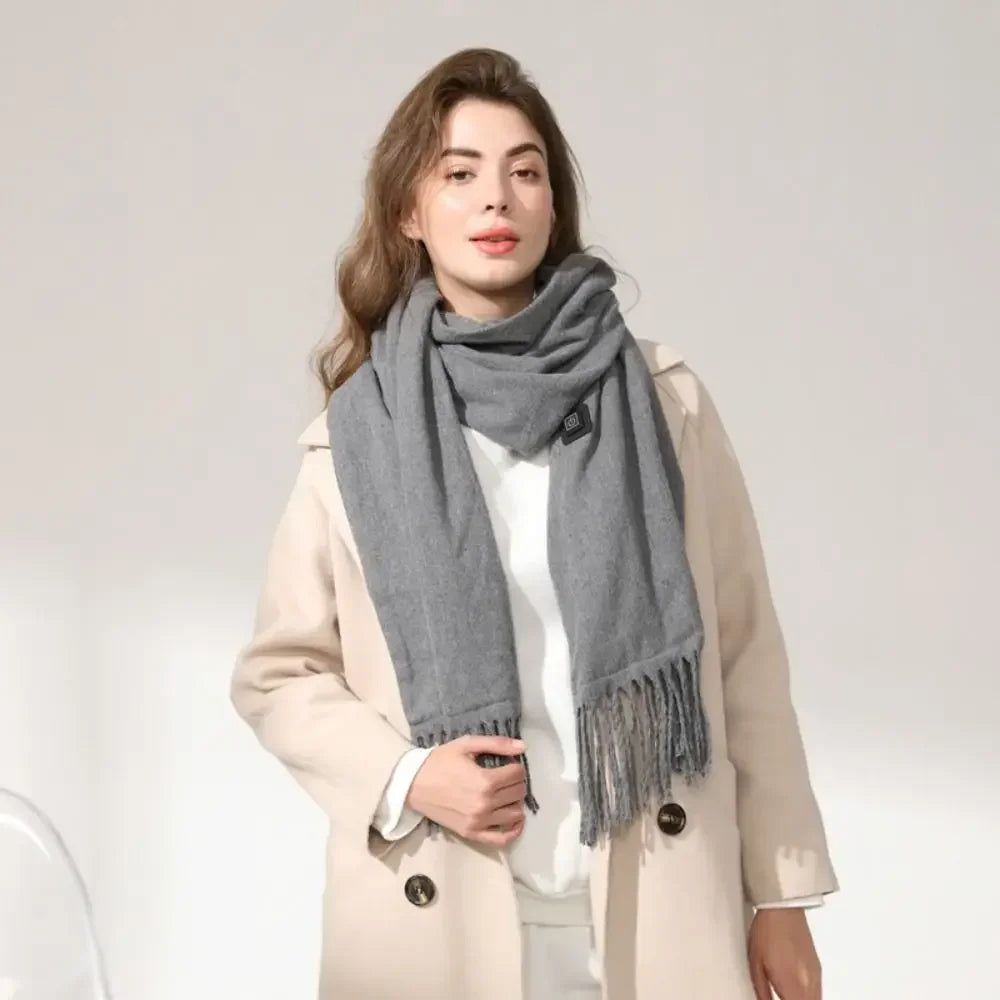 2025 USB Charging Electric Heated Scarf Rechargeable Adjustable Temperature Electric Winter Warmer Creative Unisex Warm Shawl