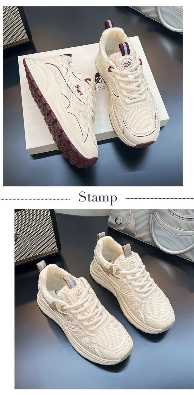 Height Increase Women Vulcanized Shoes Autumn New Lightweight Lace Up Platform Sneakers Comfort Breathable Non Slip Casual Shoes