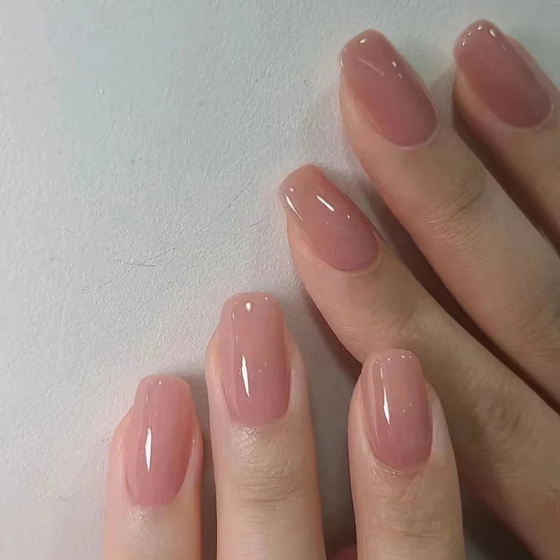 24Pcs Solid Color Wine Red Design Press on Nail Short Square False Nails Simple Detachable Finished Full Cover Nail Tips