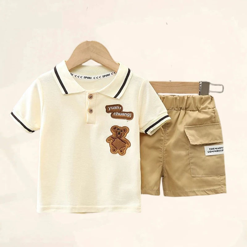 Kids Summer Set – Cotton Cartoon Polo & Shorts (4-6Y)