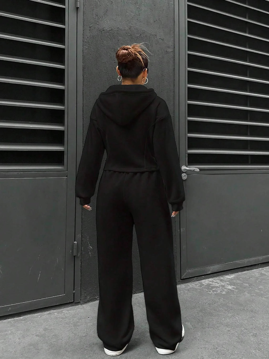 Sweatshirt Two-piece Set Women's Casual Sports Suit Spring Autumn Zip-up Slim Hoodies Short Coat Straight Trousers 2-piece Sets