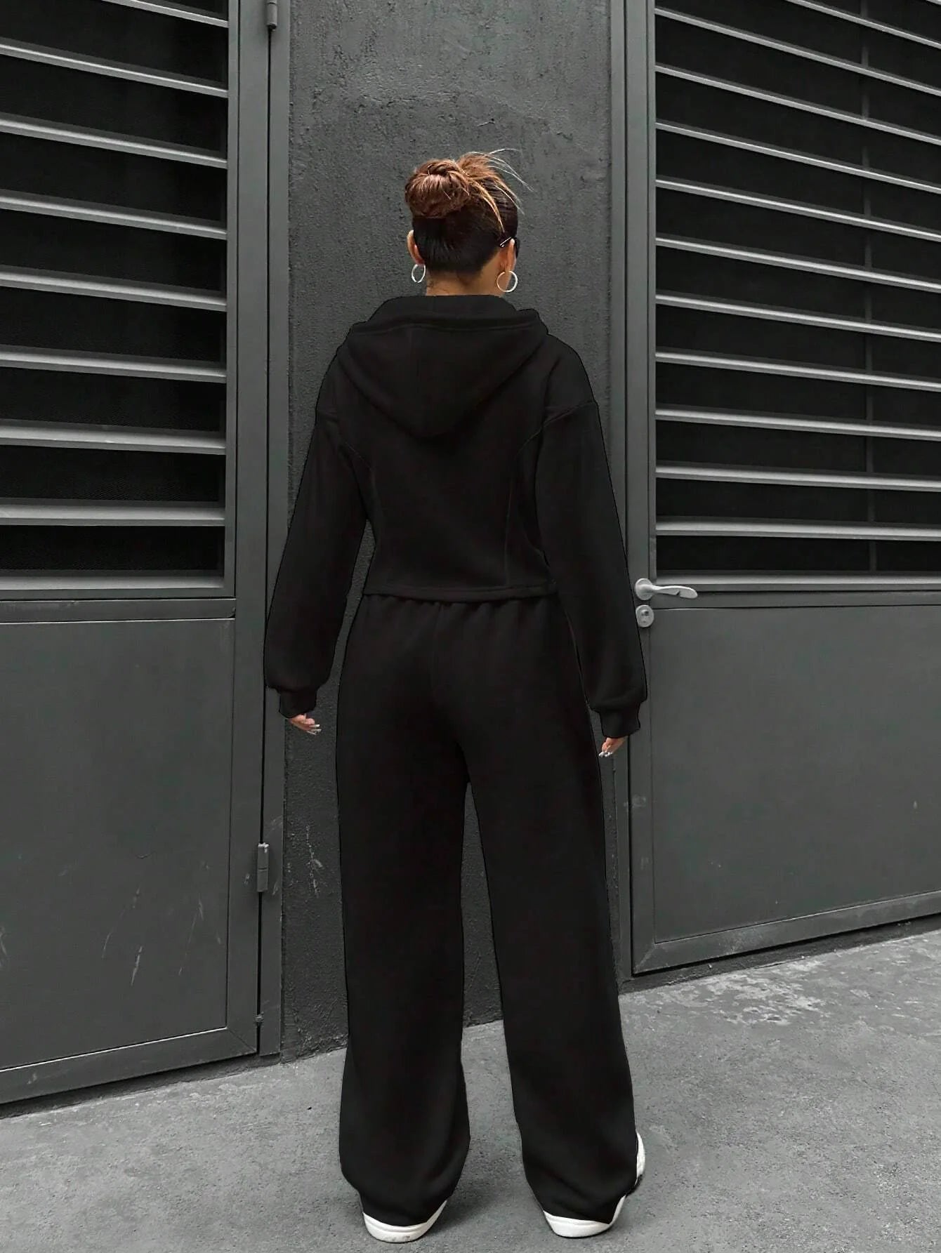 Sweatshirt Two-piece Set Women's Casual Sports Suit Spring Autumn Zip-up Slim Hoodies Short Coat Straight Trousers 2-piece Sets