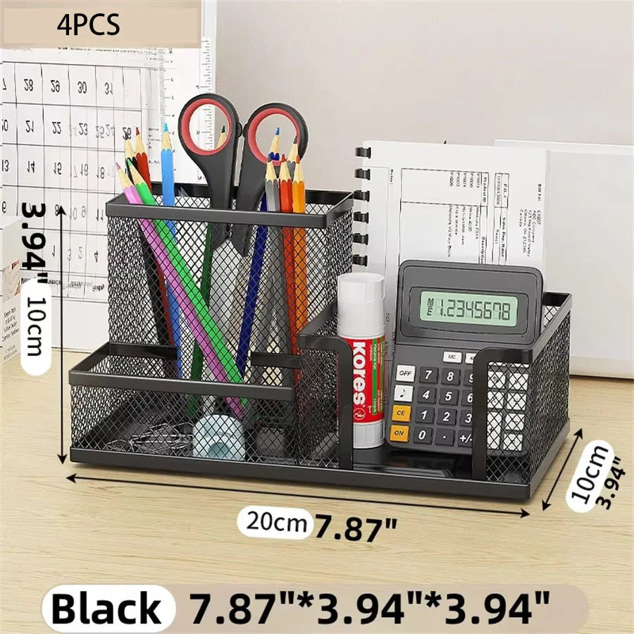 Mesh Desk Organizer – 3 Compartments, Black