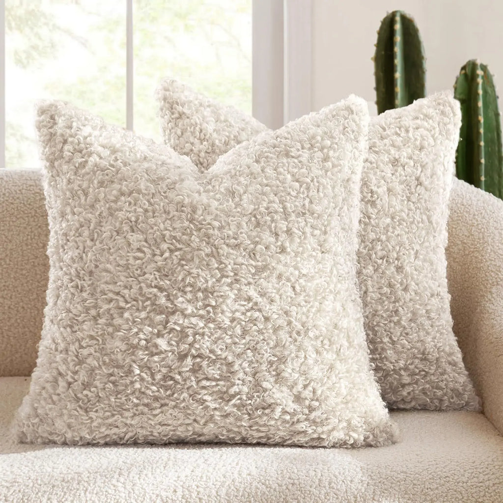Lamb Fleece Pillow Cover Plush Teddy Curly Thickened Pillowcase Soft Modern Minimalist Nordic Sofa Cushion Case Cozy Home Decor