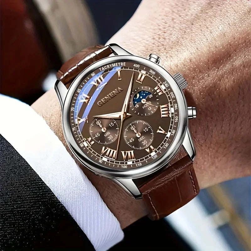Men Luxury Leather Quartz Watch