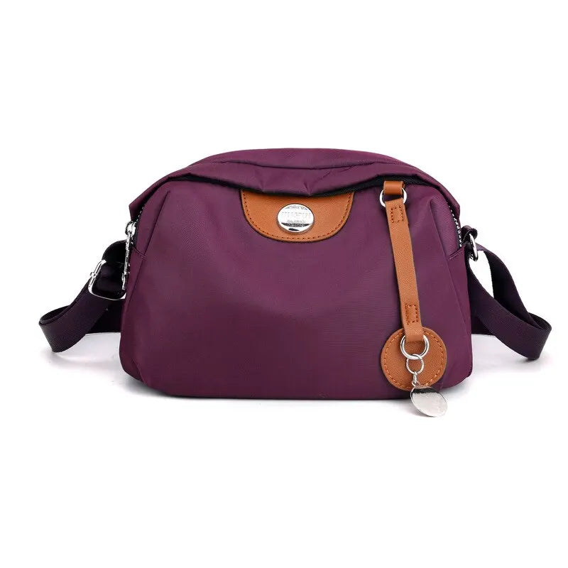 Women’s Waterproof Nylon Crossbody Bag – Large Capacity Casual Solid Color Messenger Shoulder Bag