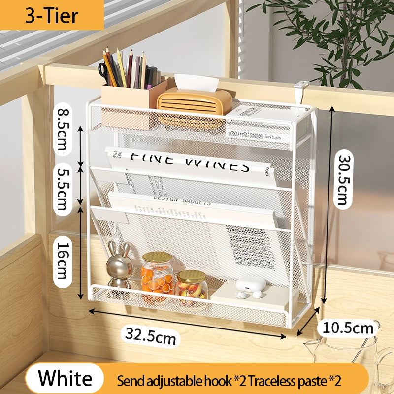5-Tier Mesh Desk File Organizer – Wall Mount & Desktop
