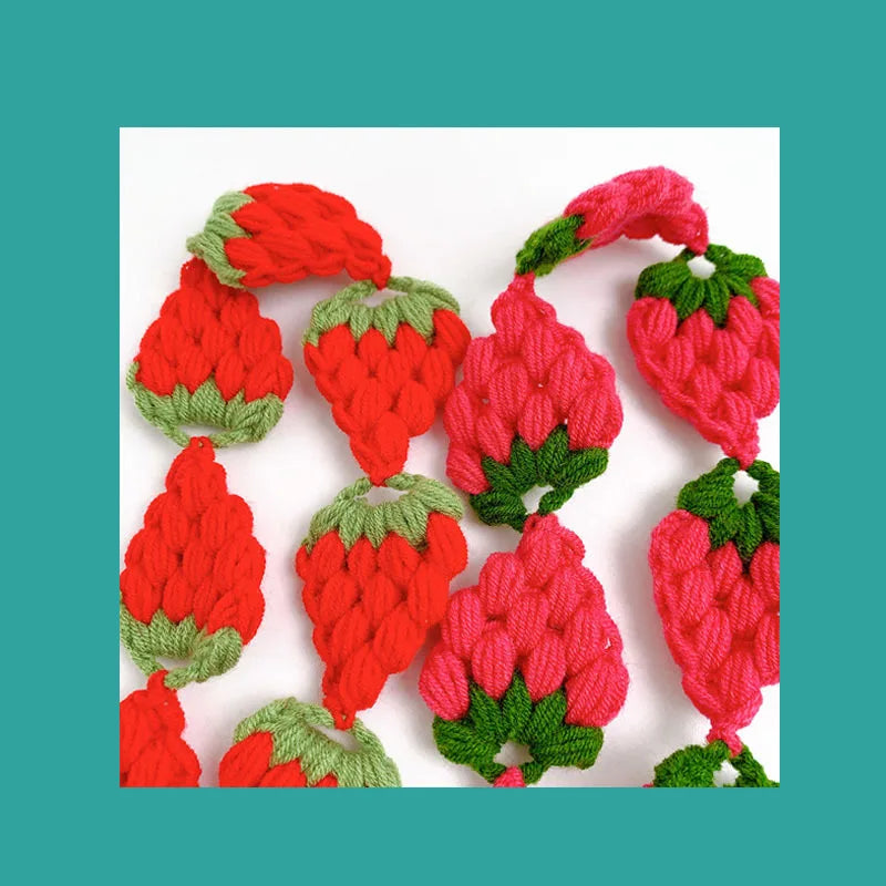 Small Strawberry Headband Crochet Sweet Cute Hair Band Women Scarf Headbands Bandanas Wide Elastic Hairbands Fashion Accessories