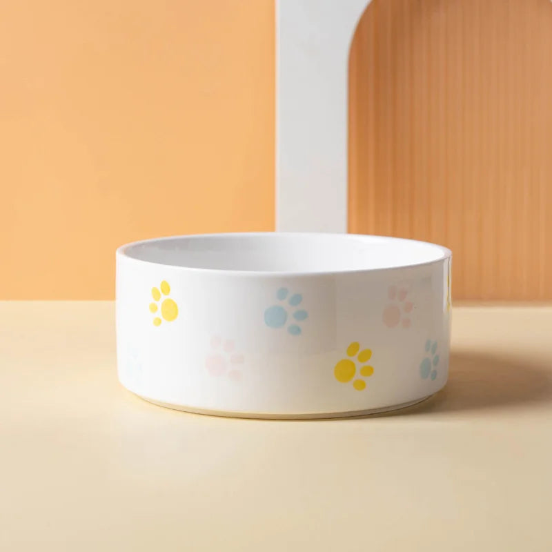 Ceramic Pet Bowl with Wooden Mat – Spine-Friendly
