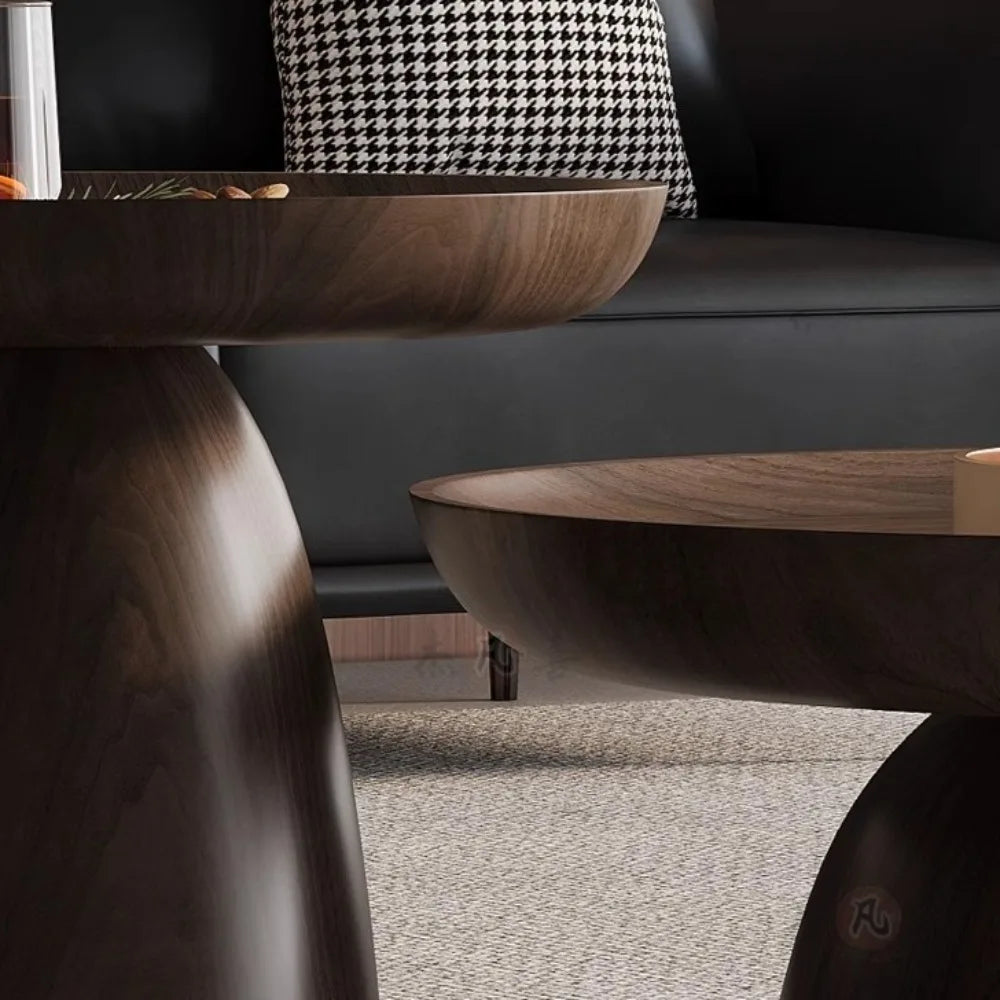 Round Creative Coffee Table Black Walnut Wood Combination Design Coffee Table Built in Design Minimalist furniture accessories