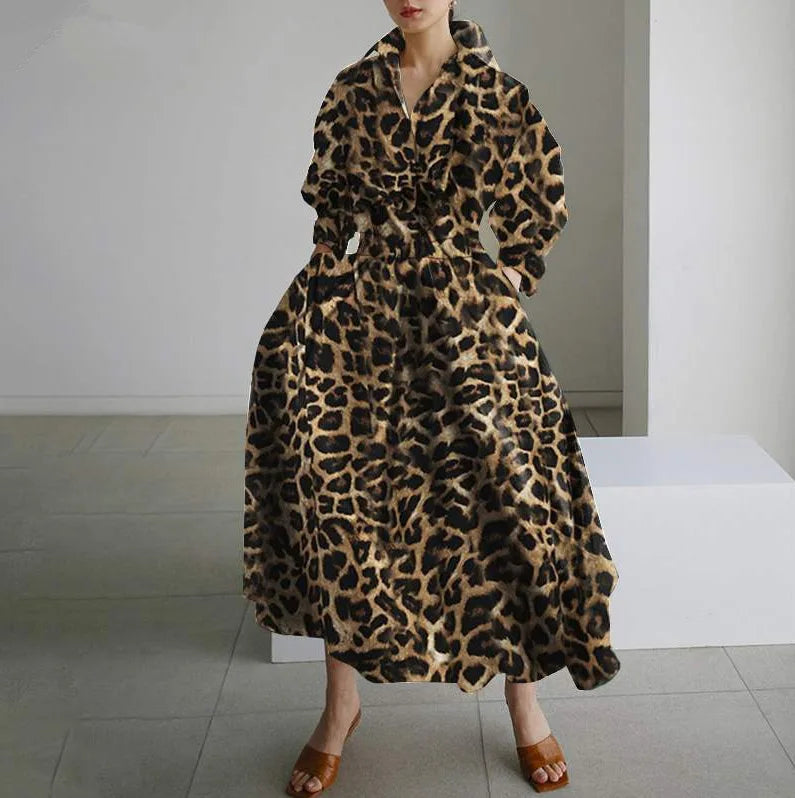 2026 Women's Oversized Elegant Cotton Linen Sundress Lapel Neck High Waist Long Sleeve Long Shirt Dress OL Vestidos Robe Femme