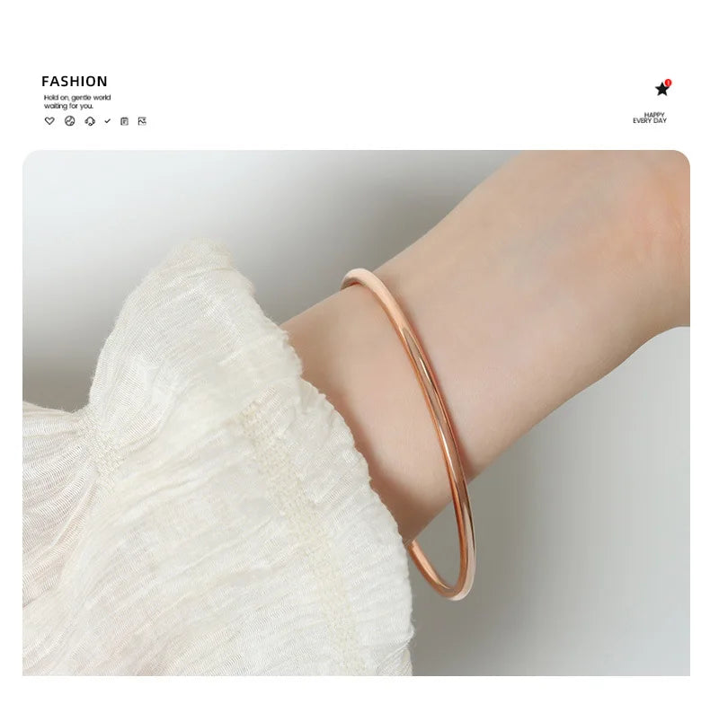 3 Pieces/lot Non Fading Stainless Steel Bracelet Bangles For Women Simple Style Gold Plated Waterproof Women's Bracelets Bangle