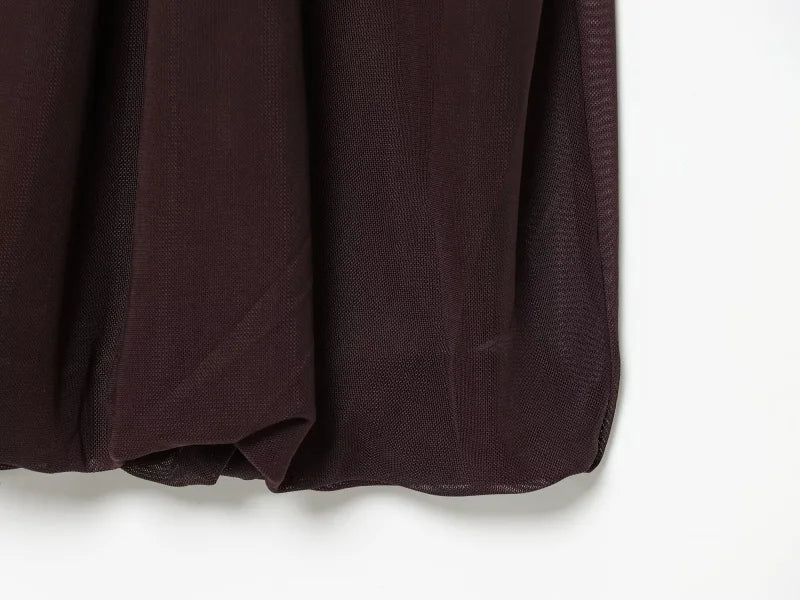 ETJ Women Brown Sleeveless High Neck Midi Dress Pleated Skirt Flowy Wrap Dress Minimalist Elegant Office Party Wear 2026