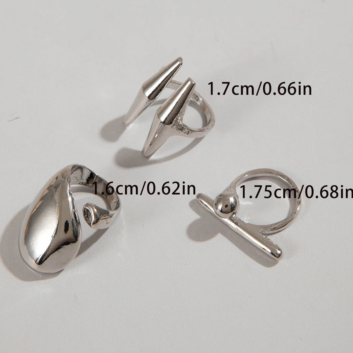 Tocona 2024 New Trendy Geometric Gold Silver Colour Set Rings for Women Adjustable Finger Ring Party Wedding Jewelry Accessories