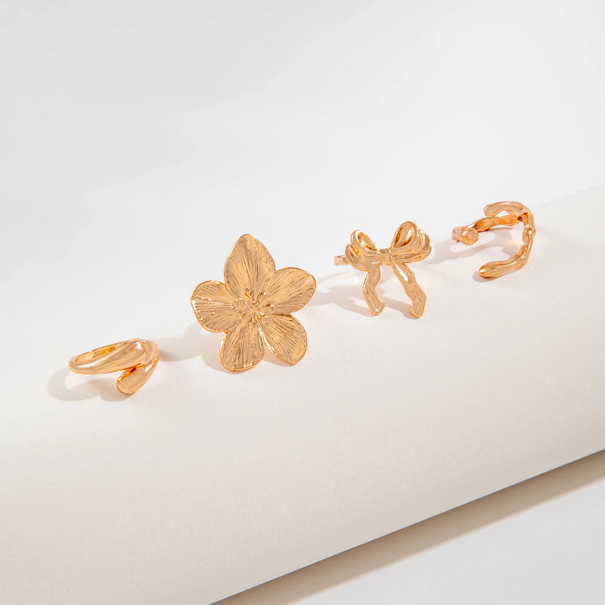 Tocona 2024 New Trendy Geometric Gold Silver Colour Set Rings for Women Adjustable Finger Ring Party Wedding Jewelry Accessories