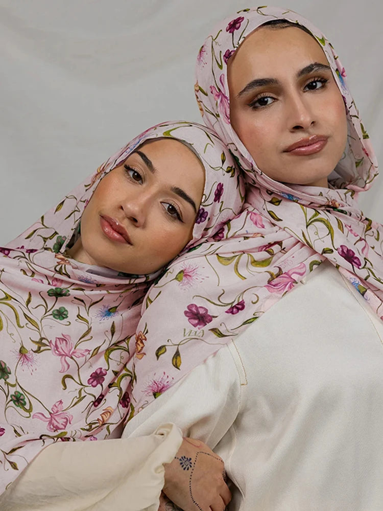 1Pcs Ramadan Hijab for Women Leopard Print  Bohemian Watercolor Soft Muslim Hijabs Floral Breathable Shawl Wrap Scarf Headscarf