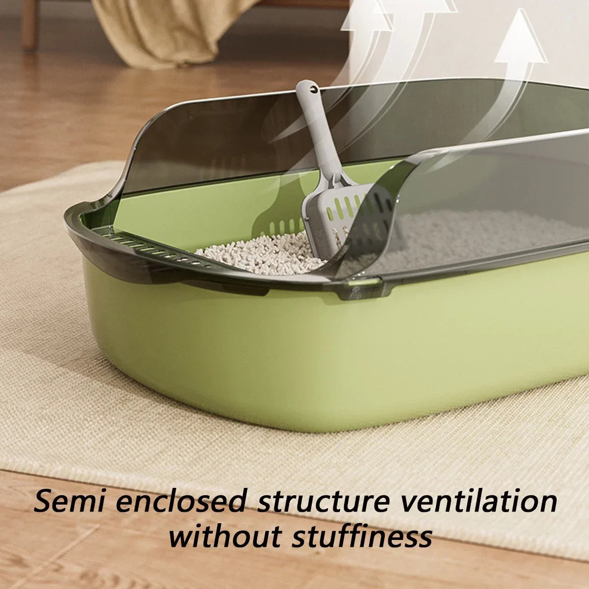 Semi-Enclosed Cat Litter Box