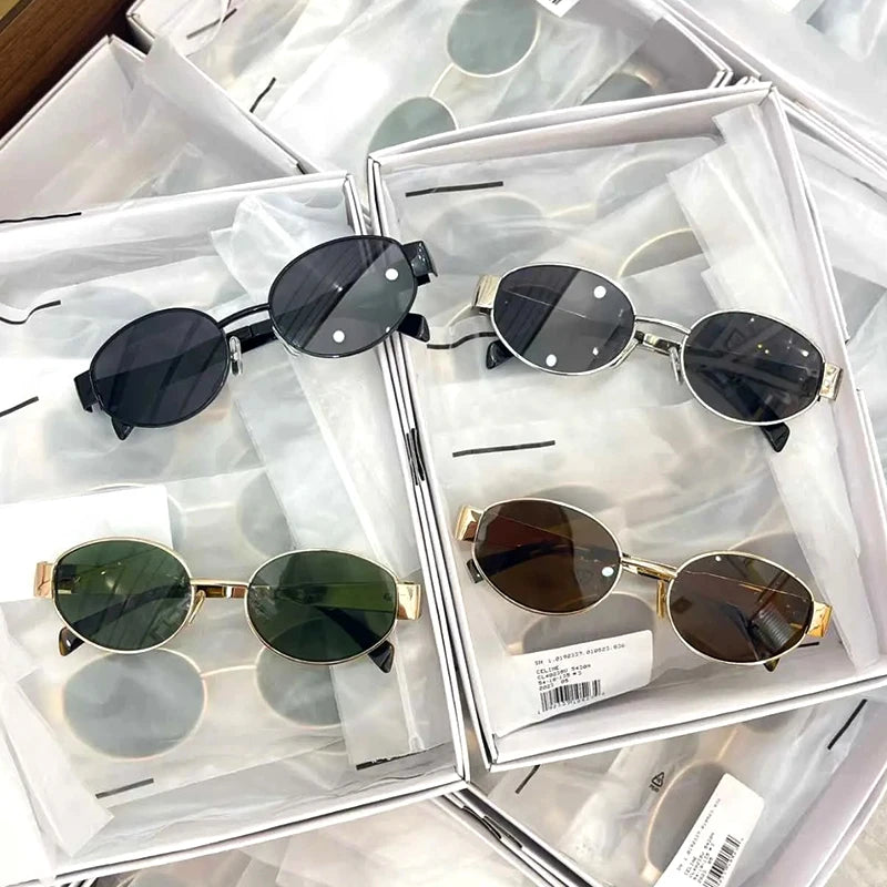 1PCS/2PCS/3PCS Metal Fashion Women's Sunglasses Luxury Brand Glasses Oval Frame Classic Colors