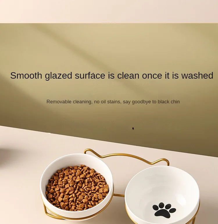 Ceramic Double Pet Bowl – Cervical Protection