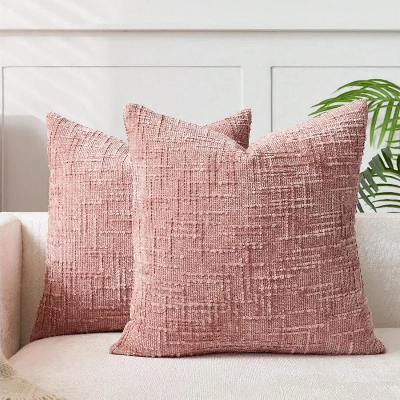 Chenille Pillowcase Bamboo Yarn Texture Throw Pillow Covers Solid Sofa Cushion Covers for Home Bedroom Living Room Decor